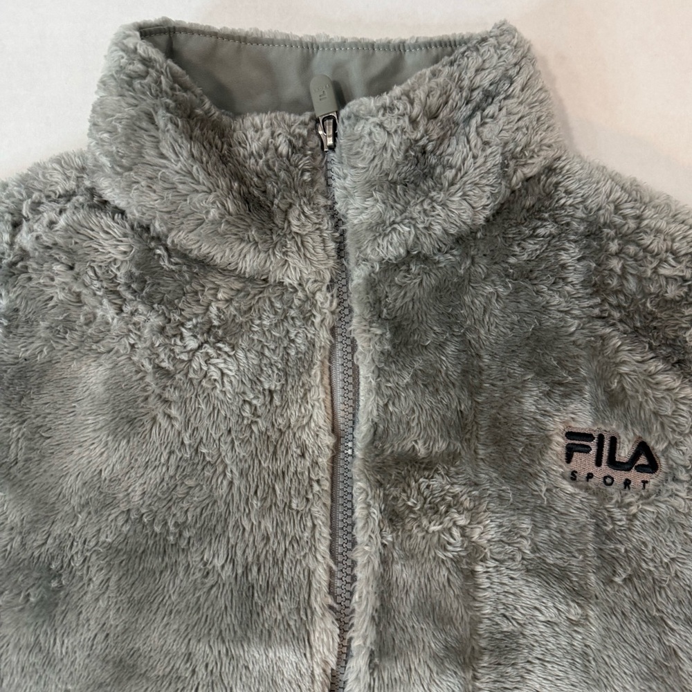Fila Faux Fur Fleece Full Zip Jacket Gray Size M - Picture 4 of 12
